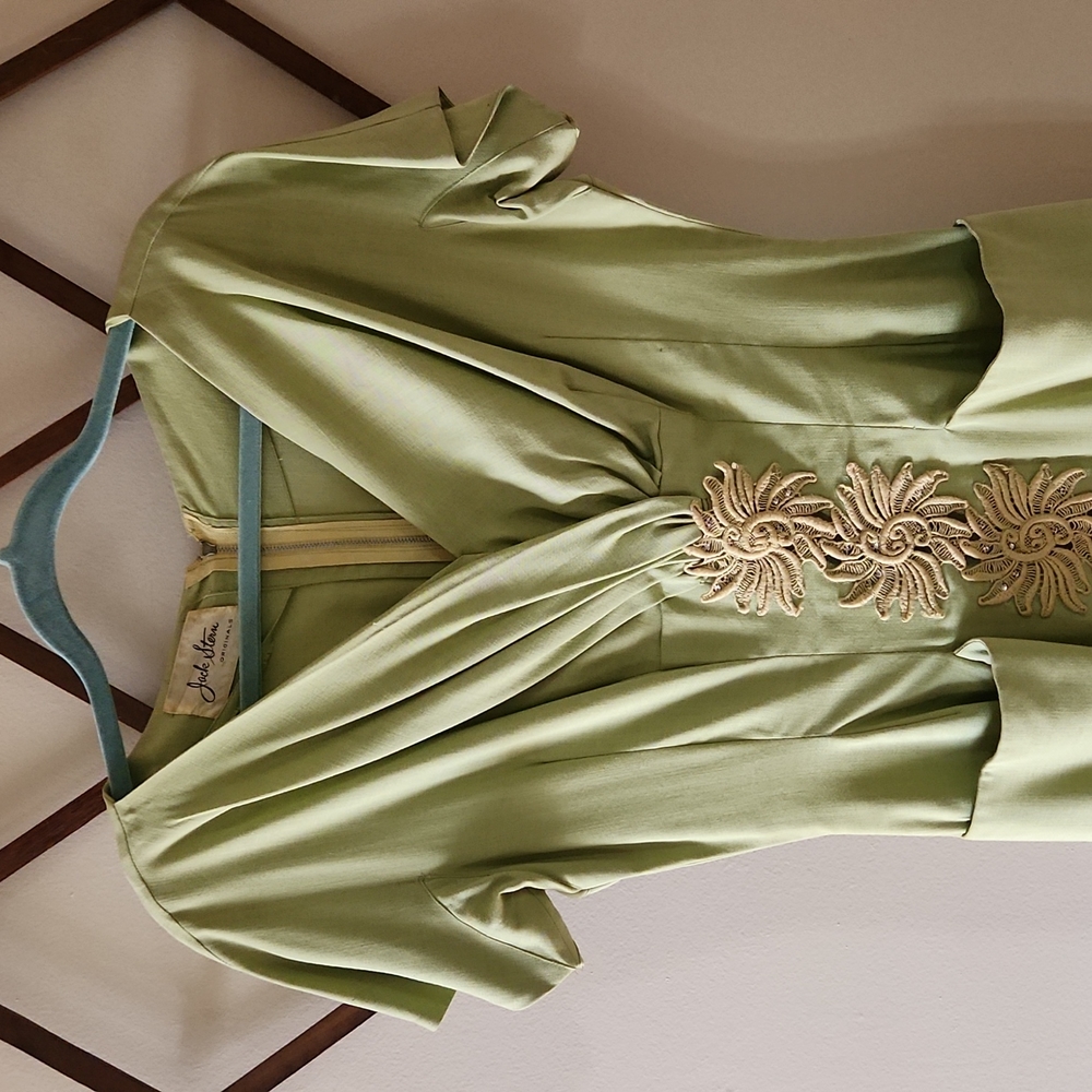 Vintage 40s or 50s Jack Stern tailored wiggle dress sage green small